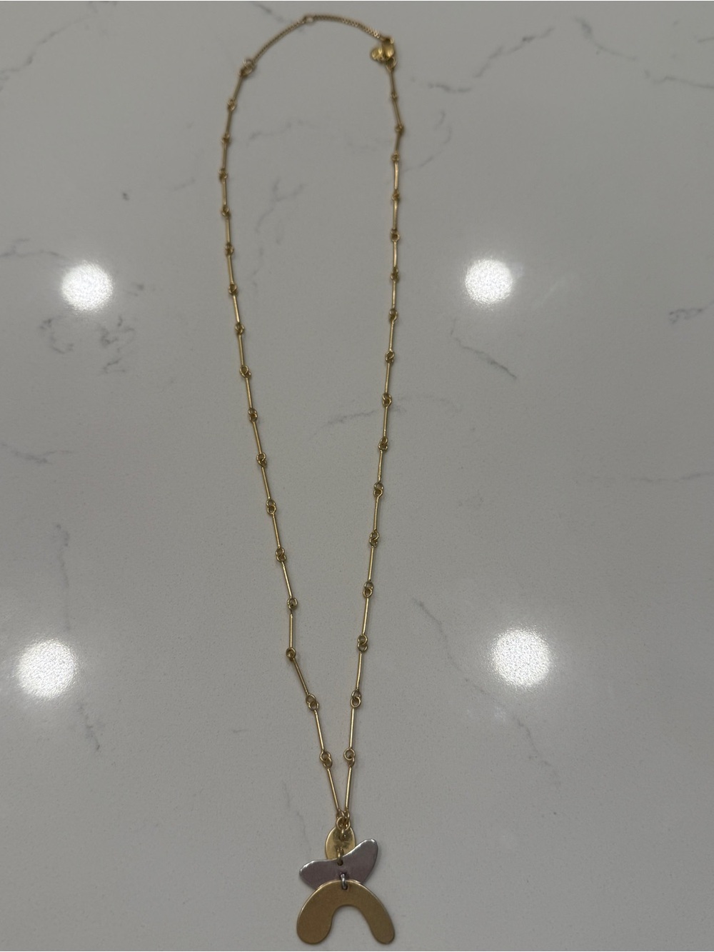 Madewell Gold Tone Layered Pendant Necklace with Two-Tone Charm